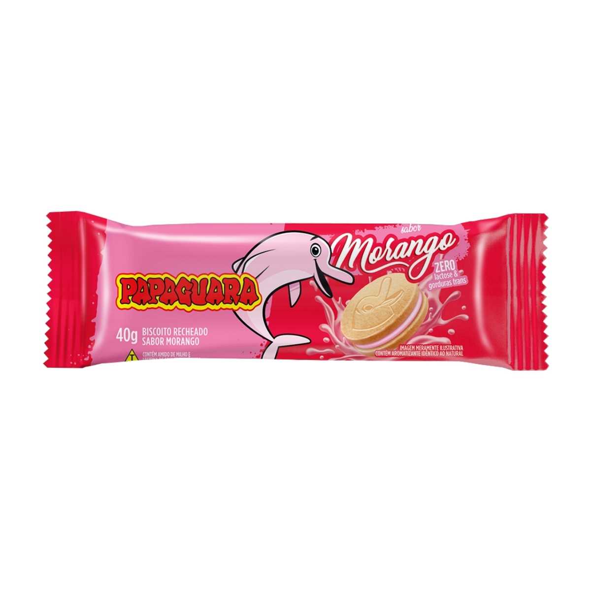 Biscoito Recheio Morango Papaguara 40 g