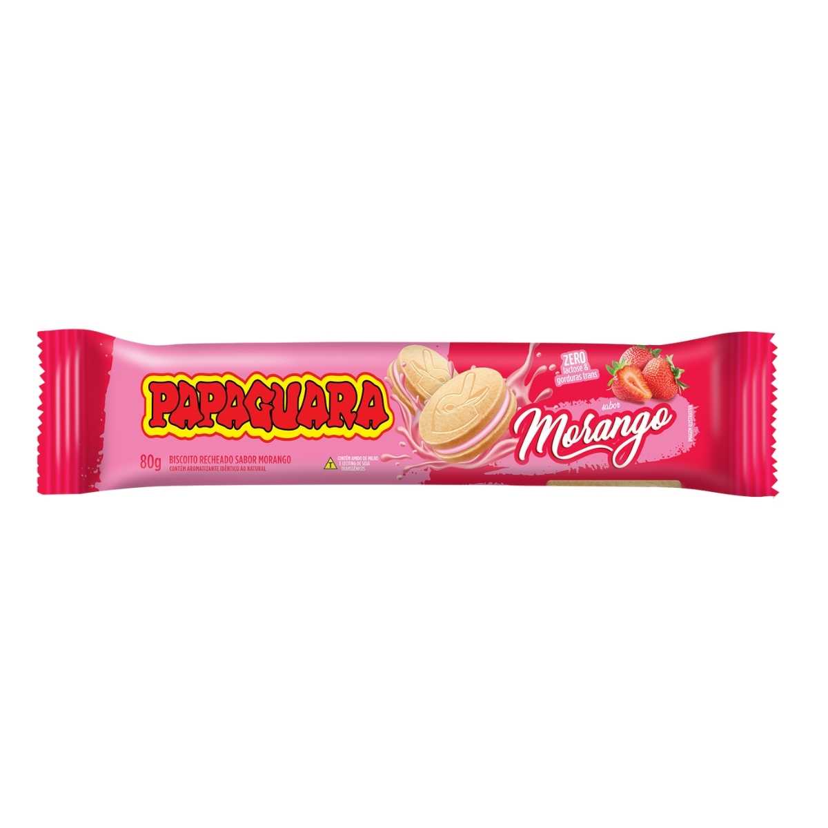 Biscoito Recheio Morango Papaguara 80 g