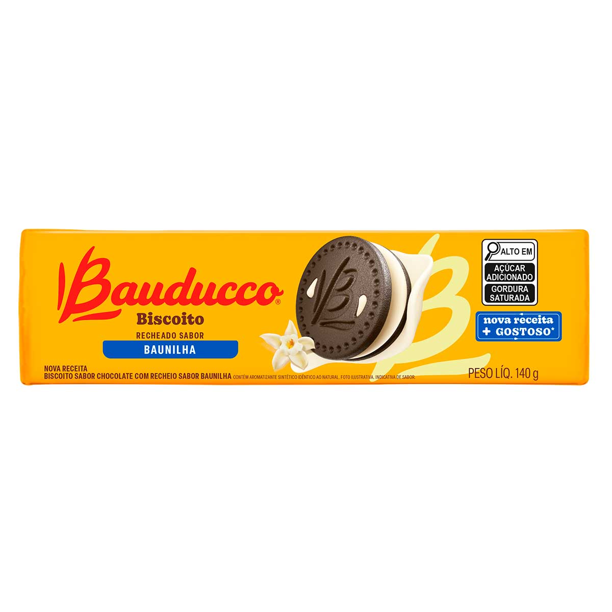 Biscoito Recheado Sabor Baunilha Bauducco Pacote 140g