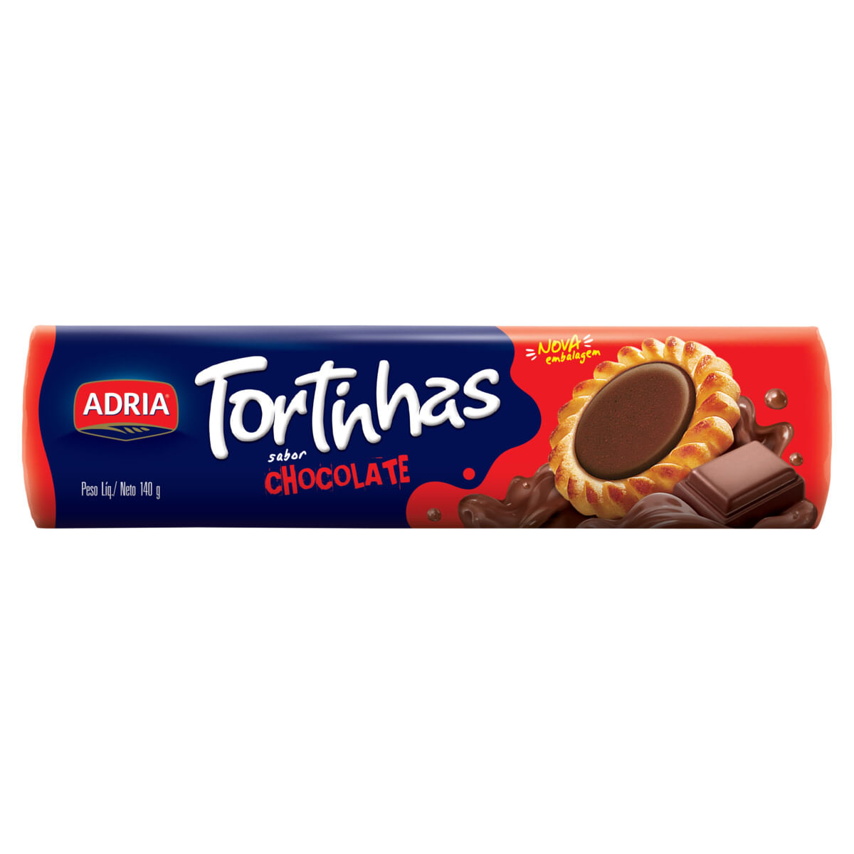 Biscoito Recheio Chocolate Adria Tortinhas 140g