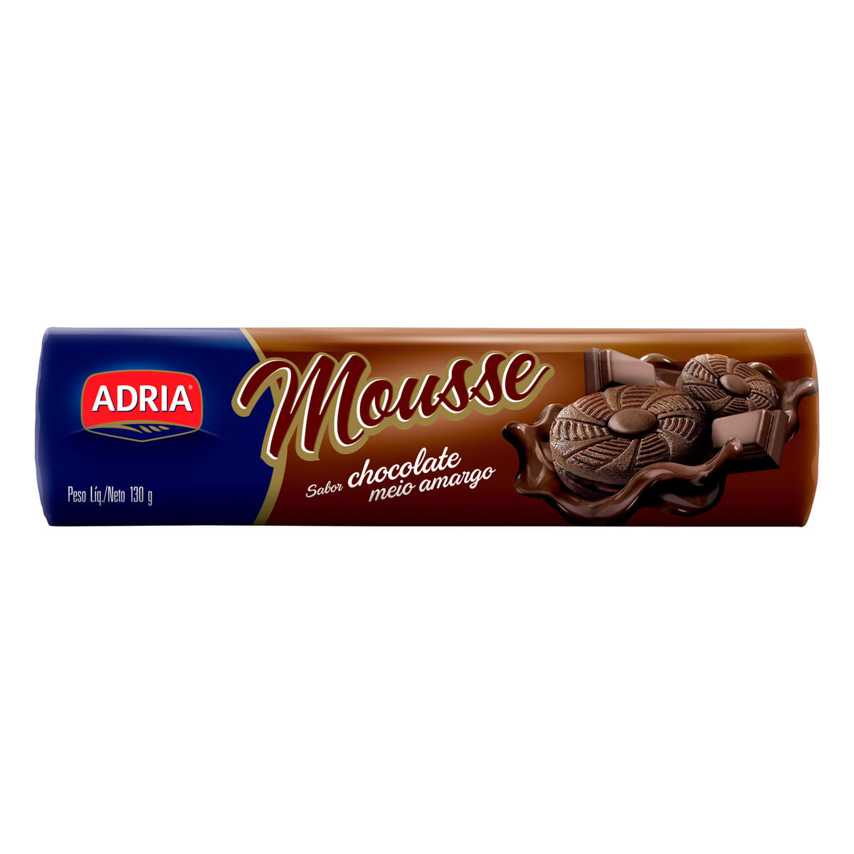 Biscoito Recheio Chocolate Meio Amargo Adria Mousse 130g