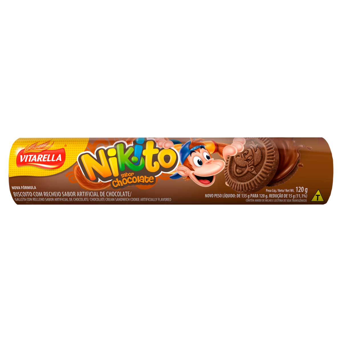 Biscoito Recheado de Chocolate Vitarella Nikito 120g