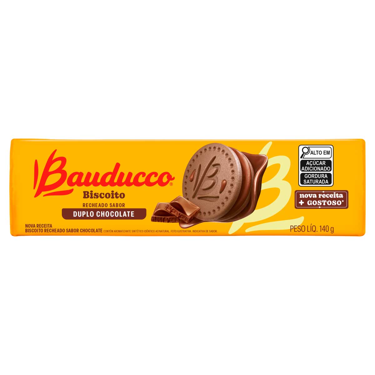 Biscoito Recheio Duplo Chocolate Bauducco Pacote 140 g