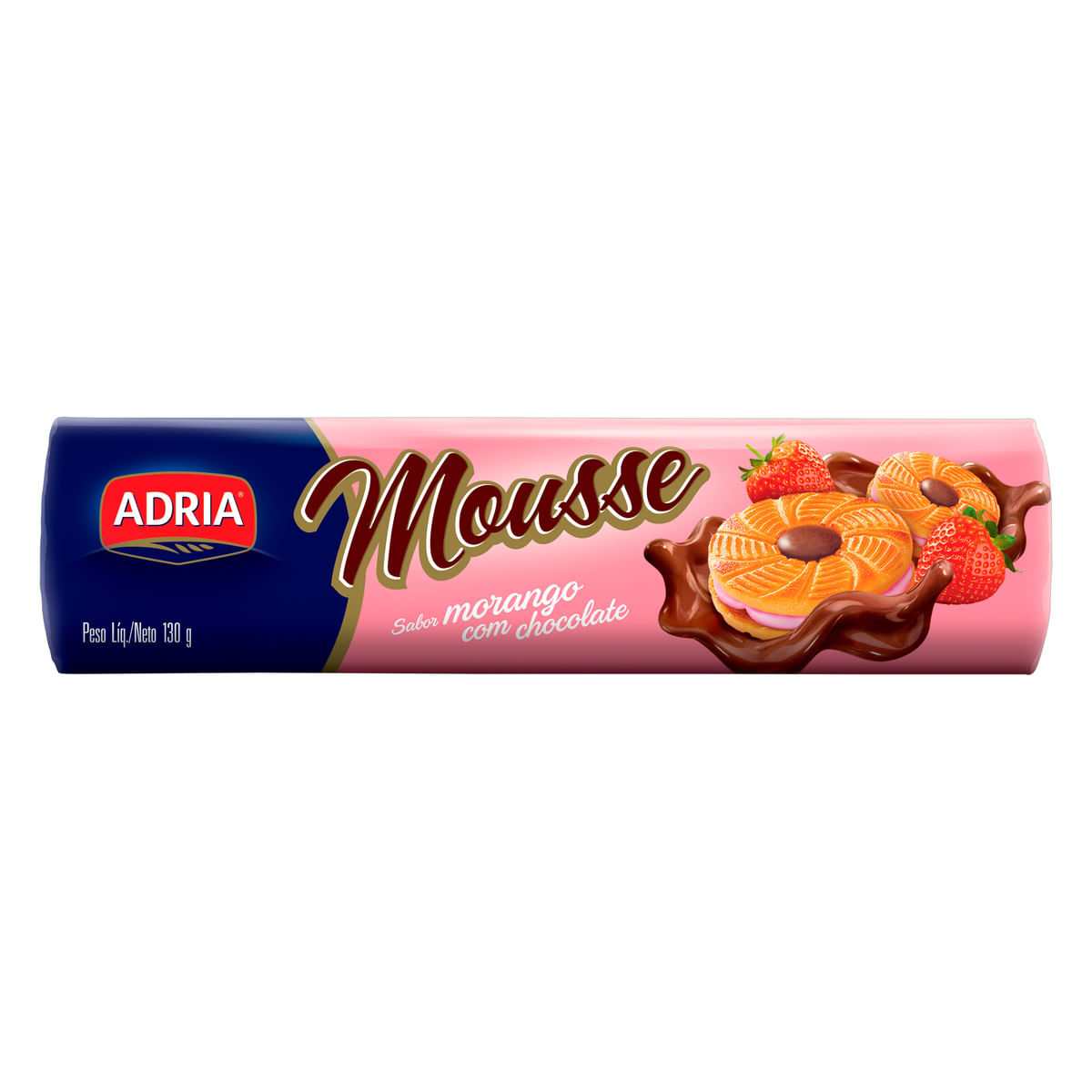 Biscoito Recheio Morango com Chocolate Adria Mousse 130g