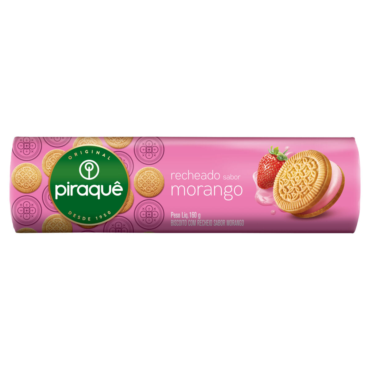 Biscoito Recheio Morango Piraquê 160g