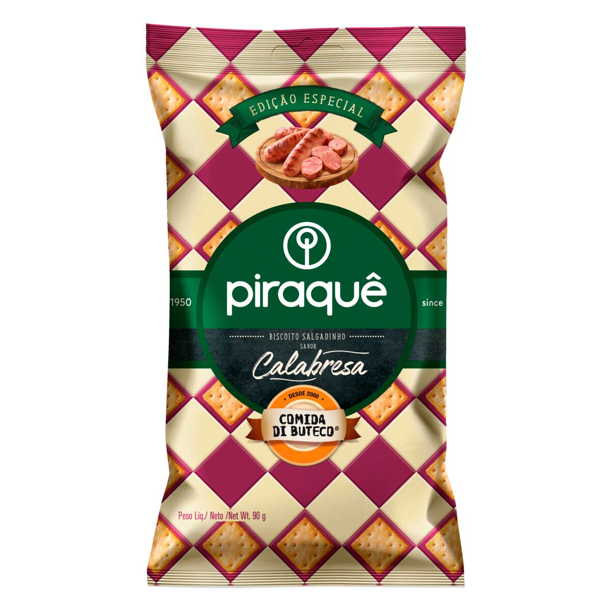 Biscoito Salgadinho Calabresa Piraquê Comida di Buteco 90g