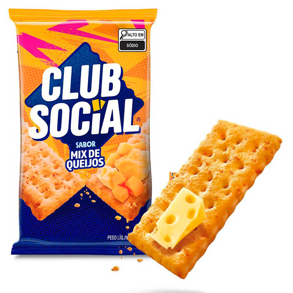 Biscoito Salgado Club Social mix de queijos multipack 141g