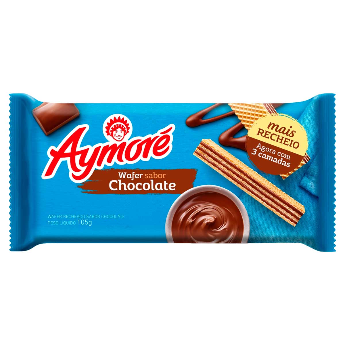 Biscoito Wafer Recheio Chocolate Aymoré 105g