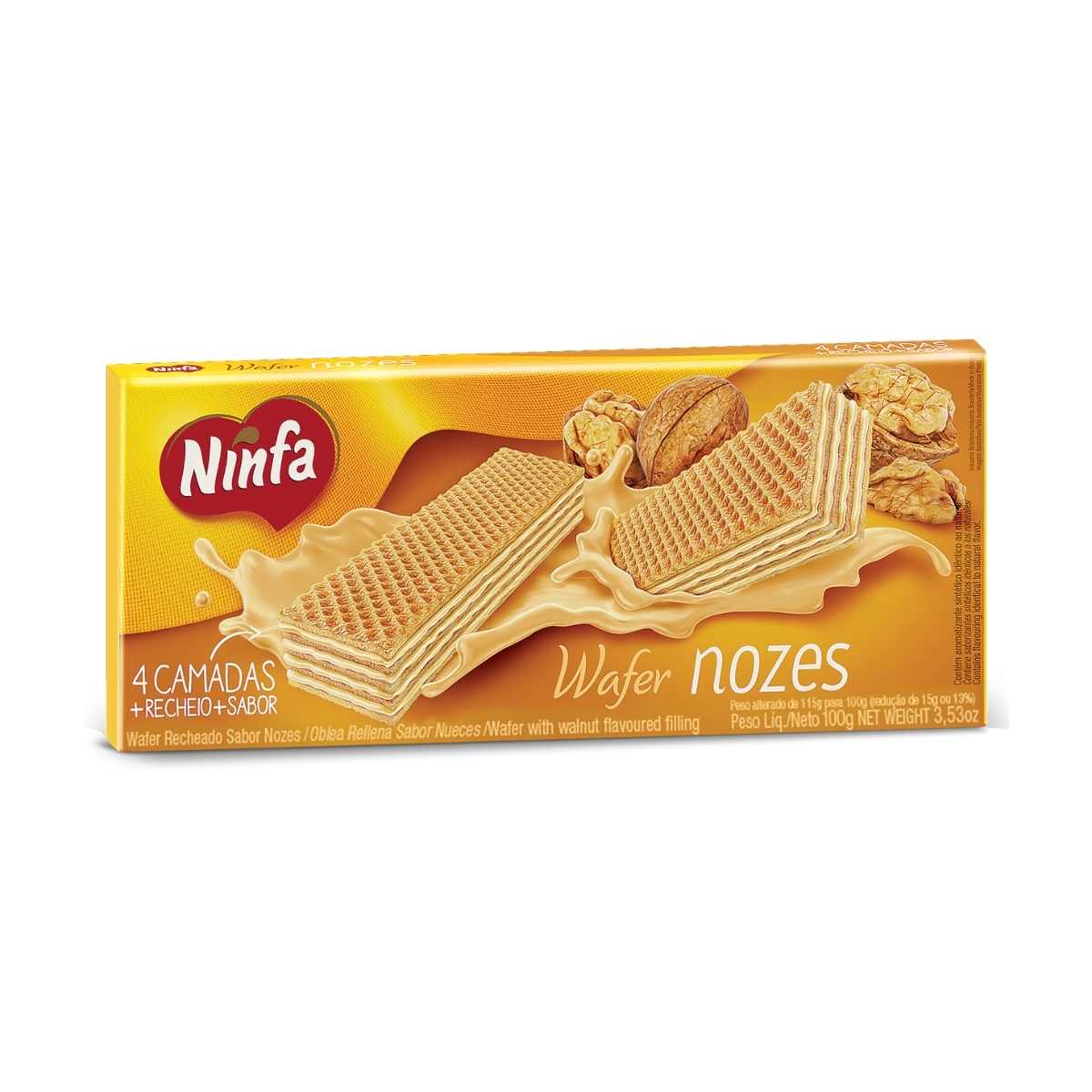 Biscoito Wafer Ninfa Nozes 100 g