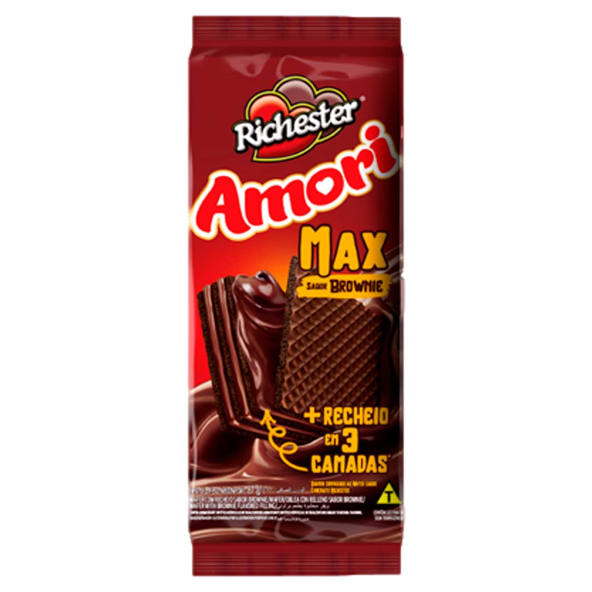 Wafer Recheado Sabor Brownie Richester Amori Max 87g