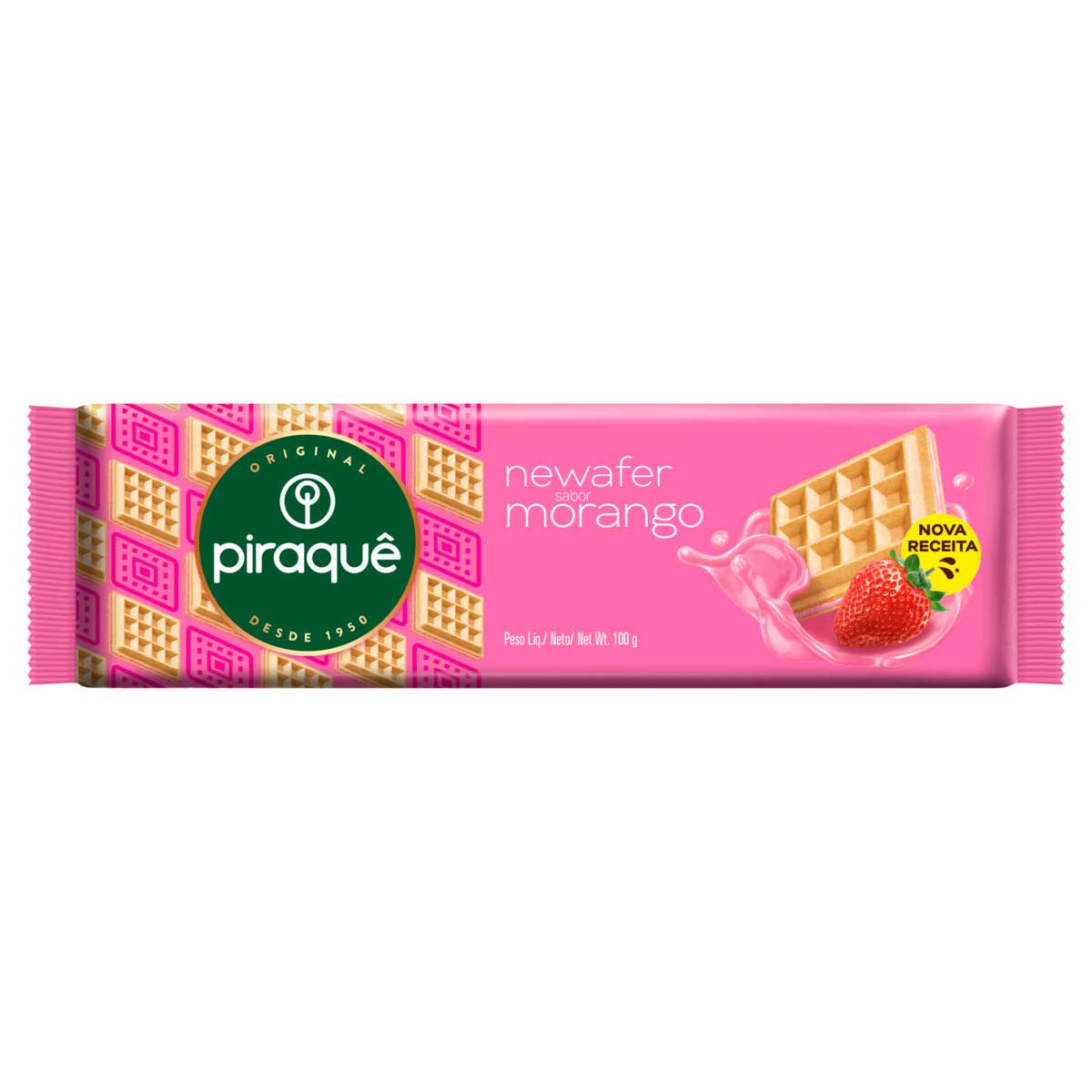 Biscoito Wafer Recheio Morango Piraquê Newafer 100g