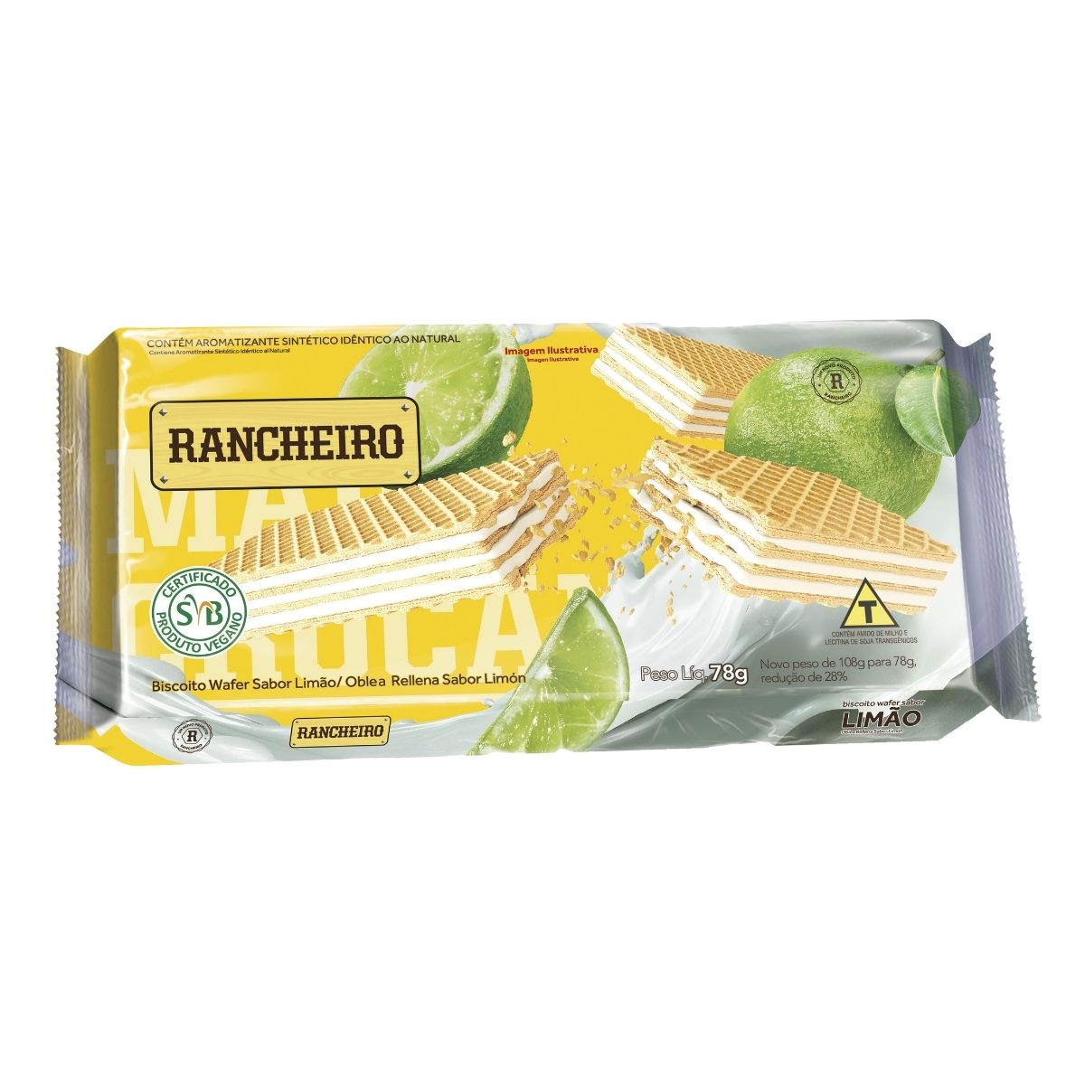 Biscoito Wafer Sem Lactose Vegano Rancheiro Limão 78 g