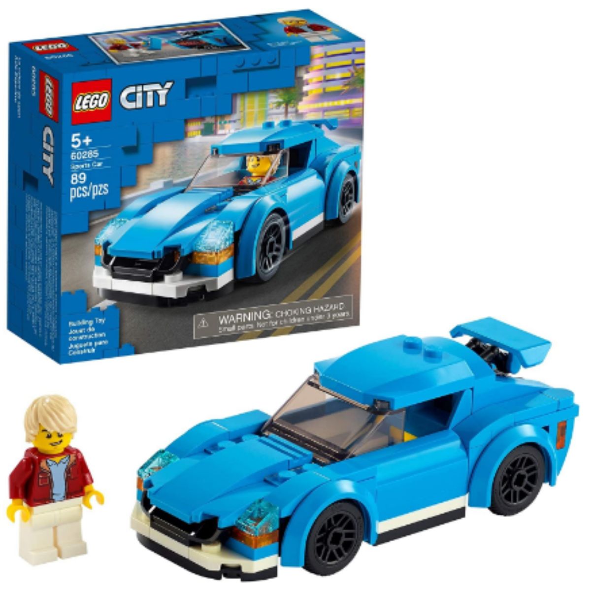 Carro De Brinquedo City Esportivo e Boneco Lego Azul