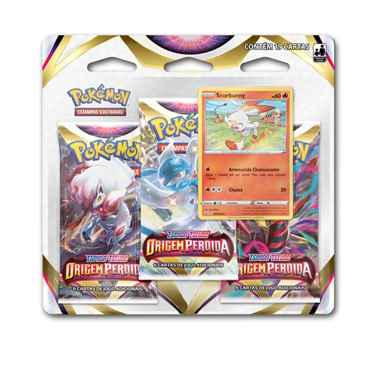 Blister Triplo Pokémon Origem Perdida Scorbunny Copag