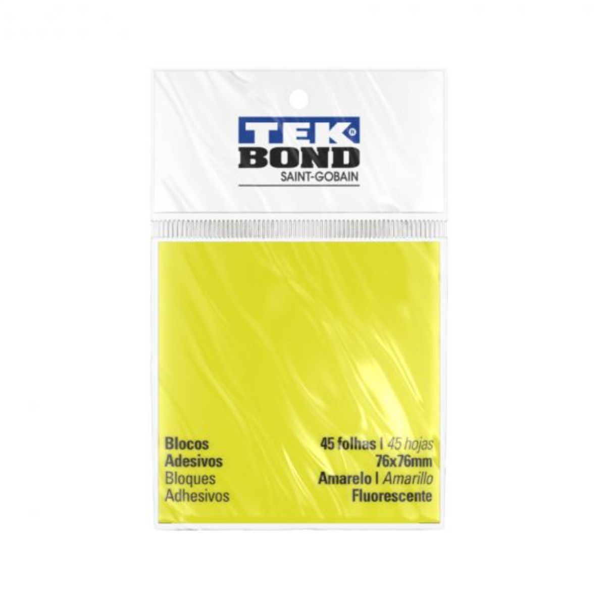 Bloco de Notas Adesivos 76x76mm Tekbond 45 Folhas Amarelo