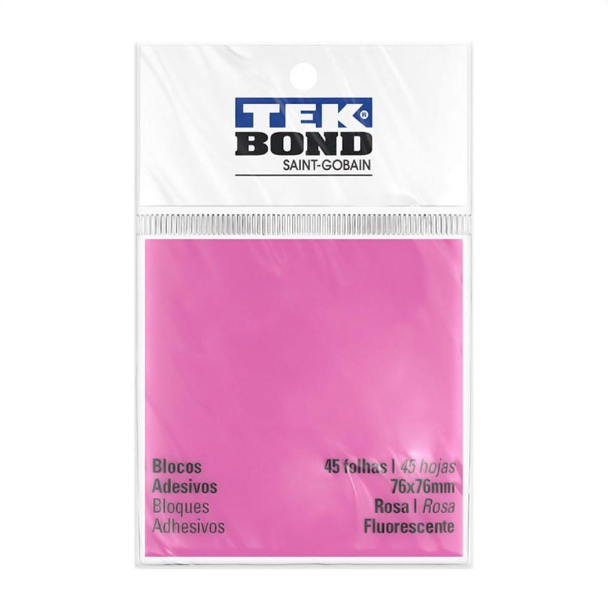 Bloco de Notas Adesivos 76x76mm Tekbond 45 Folhas Rosa