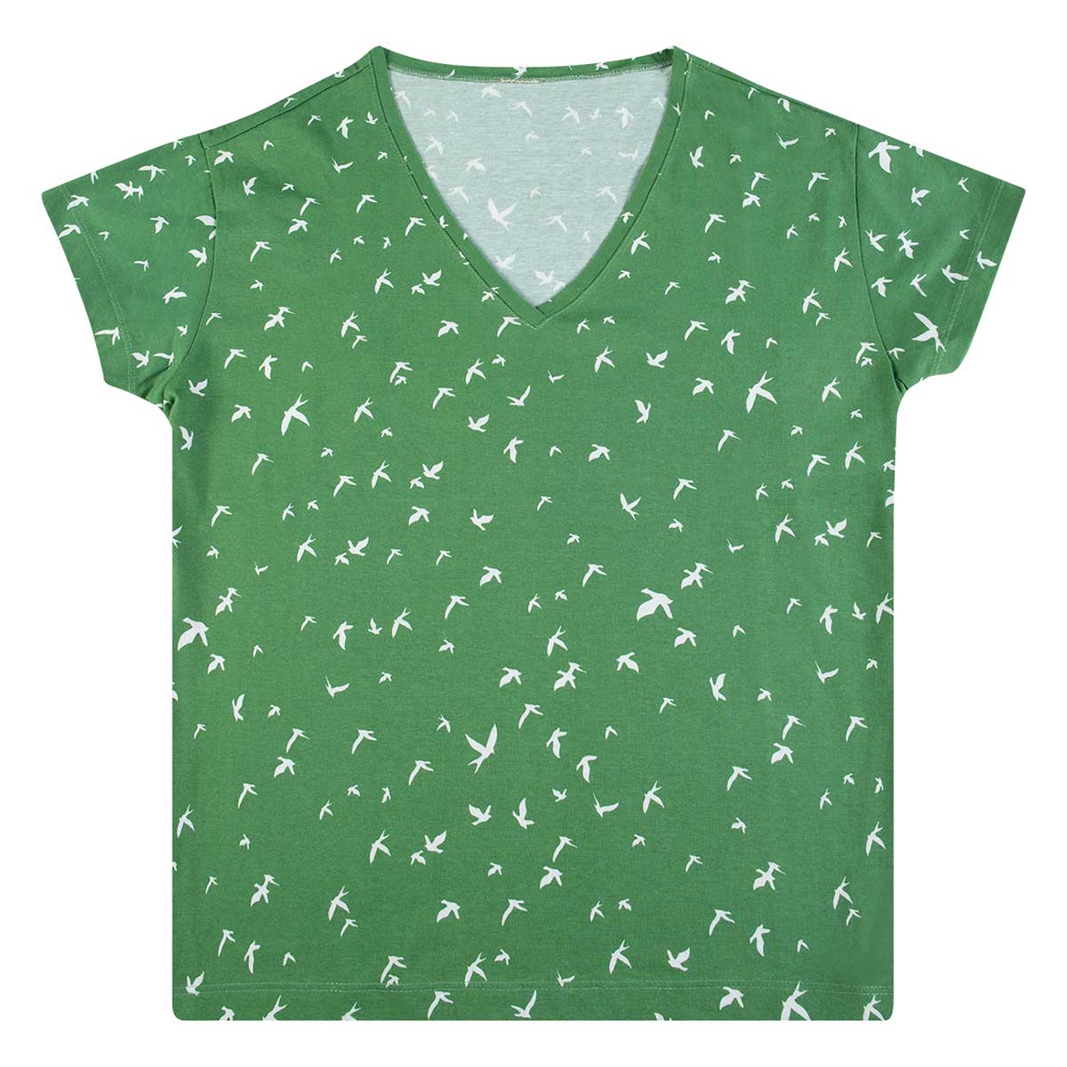 Blusa Feminina Gola V Full Print Folha By Hering Verde M