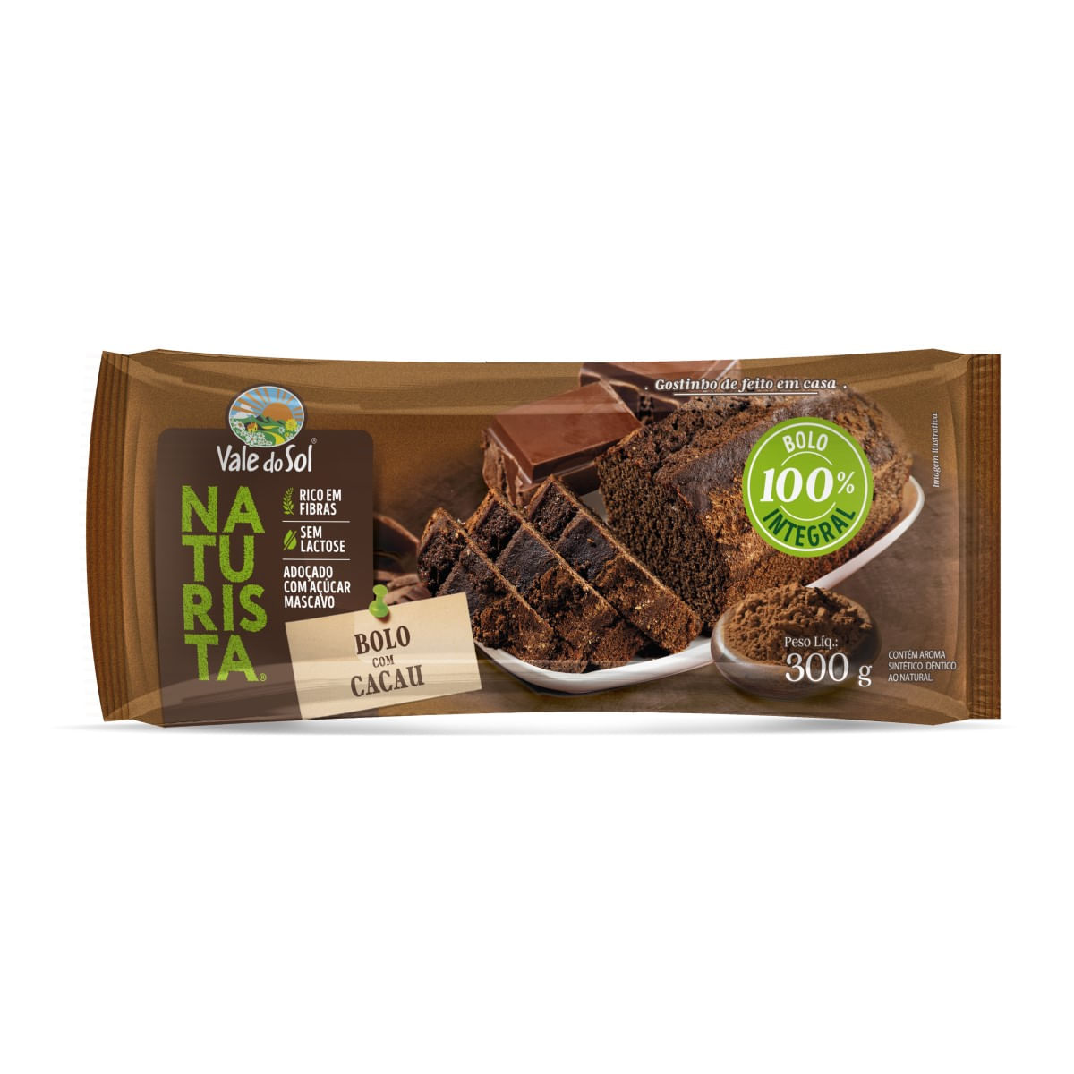 Bolo 100% Integral com Cacau Vale do Sol 300 g