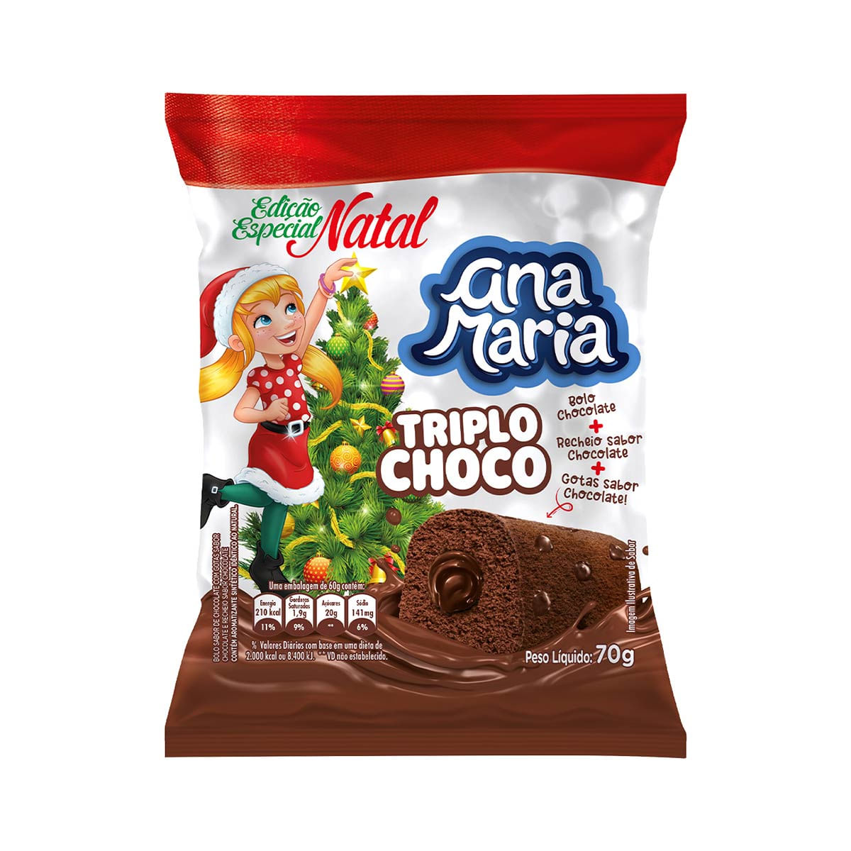 Mini Bolo Natalino de Chocolate Ana Maria 70 g