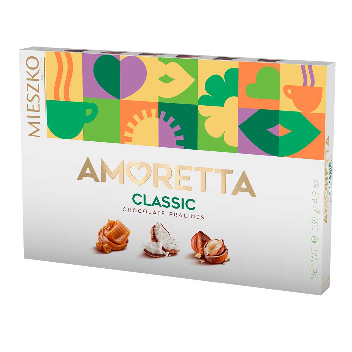 Bombom de Chocolate ao Leite com Recheios Sortidos Mieszko Amoretta Classic 139g