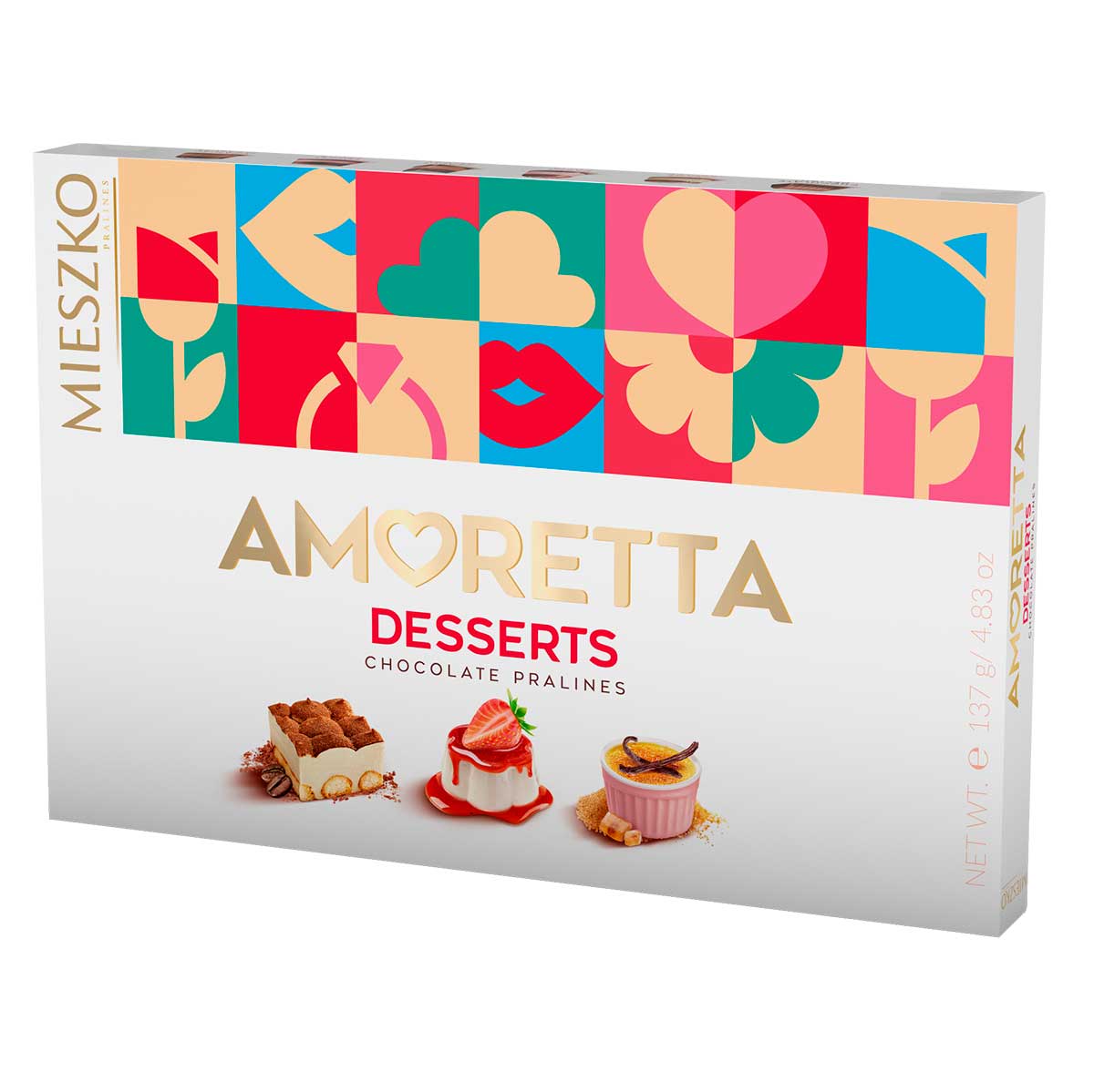 Bombom de Chocolate ao Leite com Recheios Sortidos Mieszko Amoretta Desserts 137g