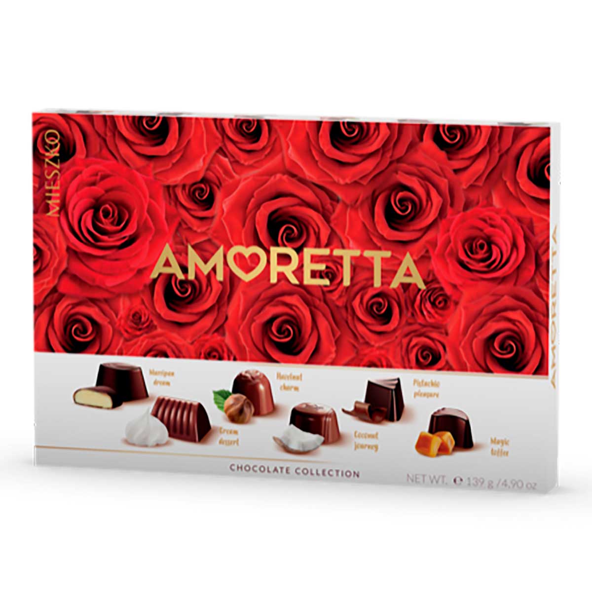 Bombons de Chocolate ao Leite com 6 Sabores Amoretta Classic Roses 139g