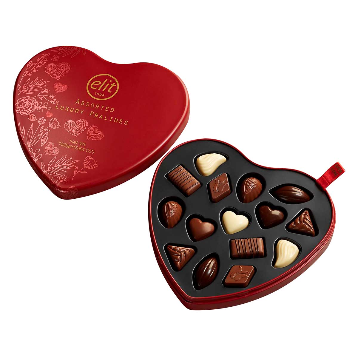 Bombons de Chocolate Elit Luxury Pralinés Coração Lata 160g