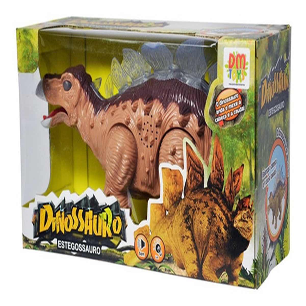 Boneco Dinossauro Estegossauro com Luz e Som Zooptoys ZP00391