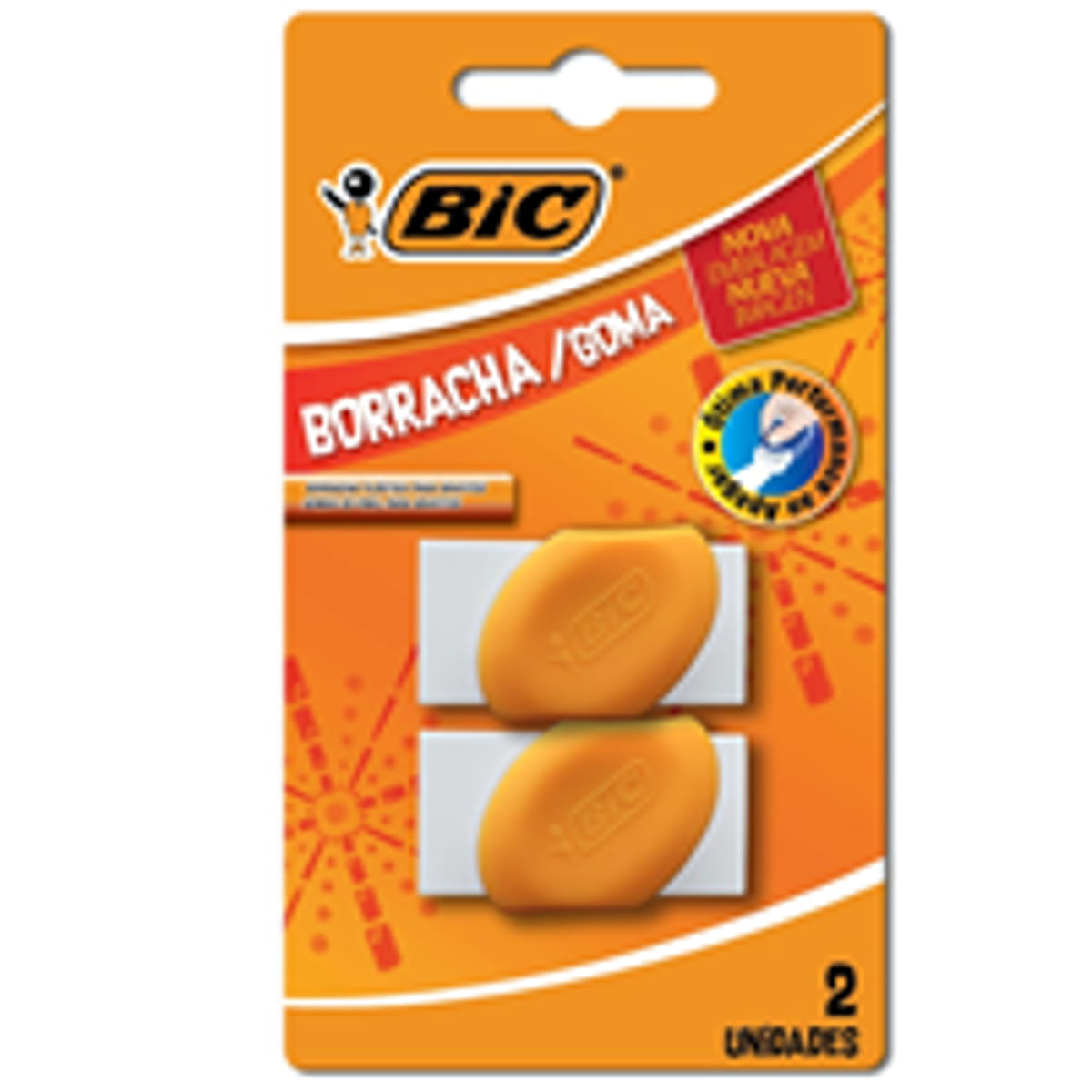 Borracha Blister 2 unidades Bic Branca