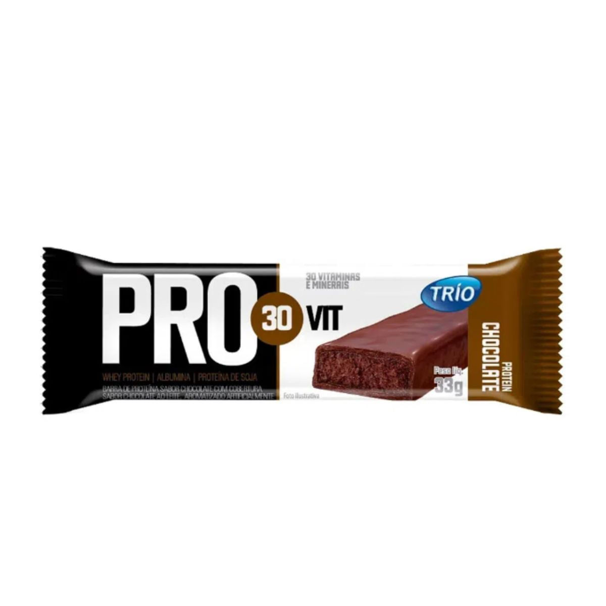 Barra de Proteína Para Atletas Trio Chocolate 33 g