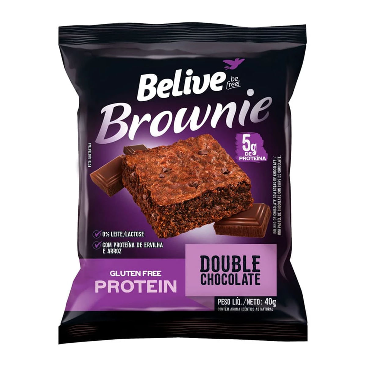 Brownie Sem Lactose Double Chocolate Belive Protein 40 G