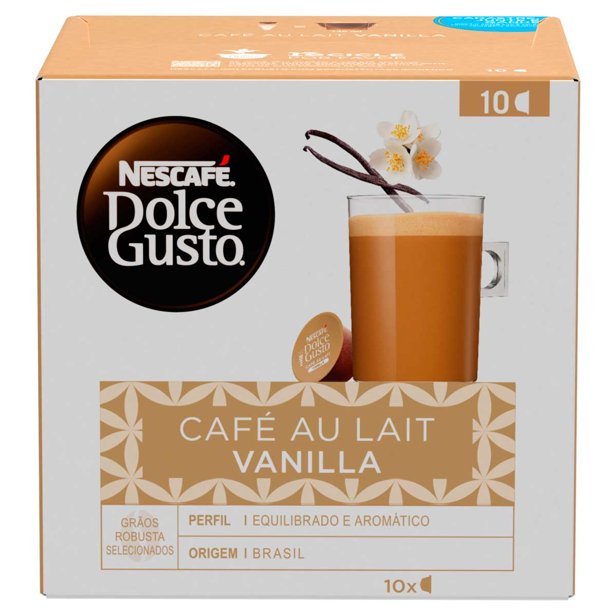 Café au Lait Vanilla Baunilha Nescafé Dolce Gusto Caixa com 10 Cápsulas 110g