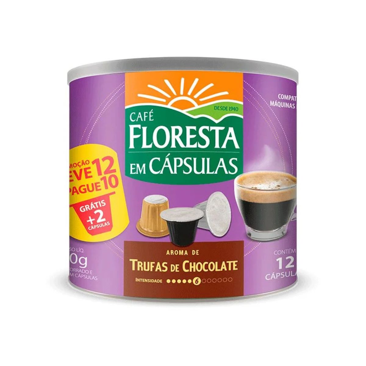 Café em Cápsula Aroma de Trufa de Chocolate Floresta 60 g