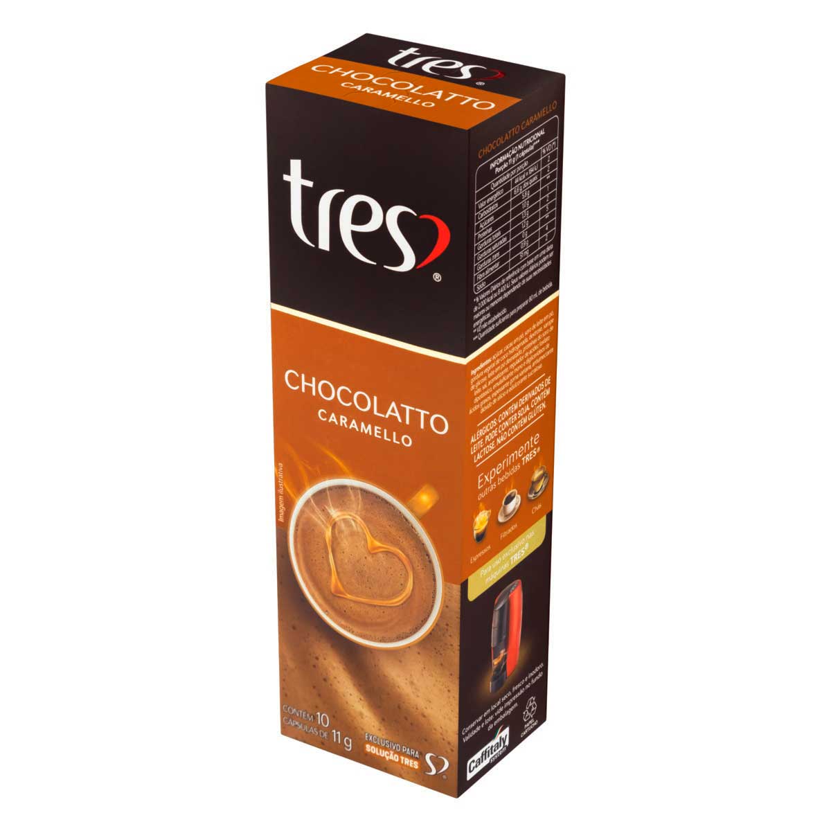 Café Cápsula Três Chocolates Caramelo 105G 10 Unidades