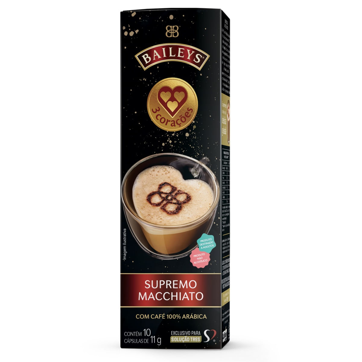 Café com Leite em Cápsula Supremo Macchiato Baileys 3 Corações Caixa 110 g