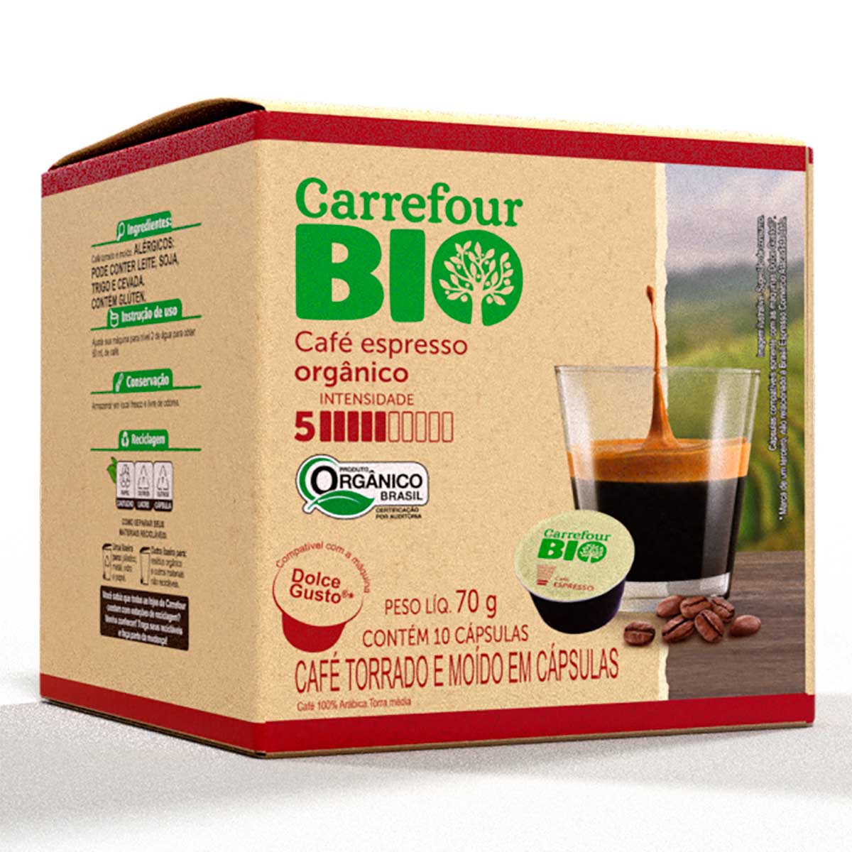 Café em Cápsula Espresso Orgânico Carrefour Bio 10 Unidades