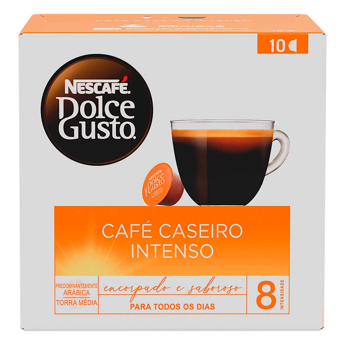 Café Caseiro Intenso Arábica Nescafé Dolce Gusto Caixa com 10 Cápsulas