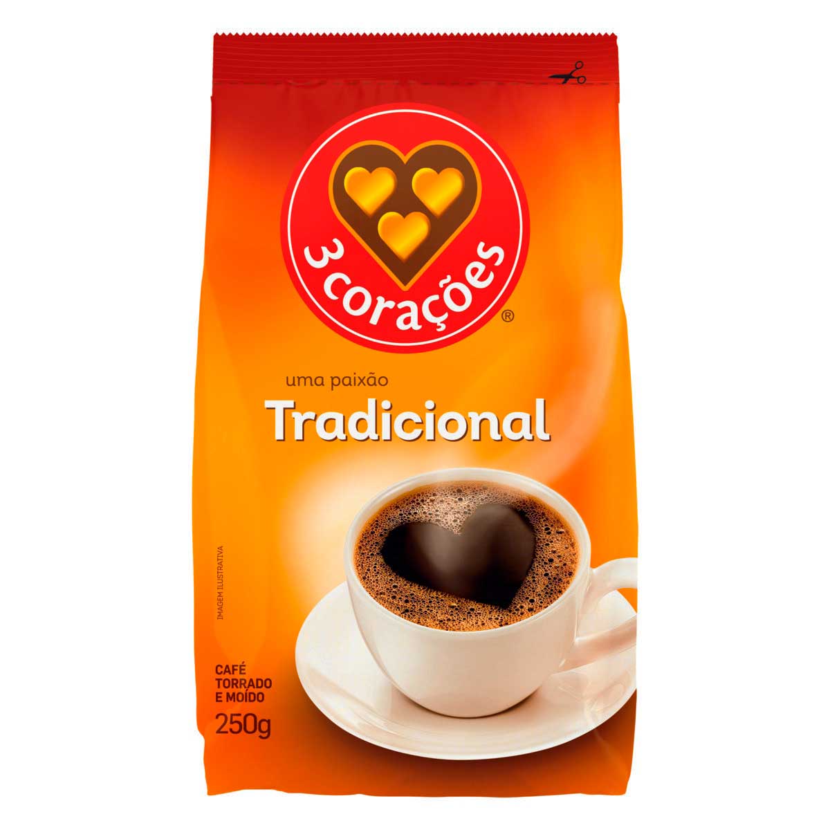 Café Torrado e Moído Tradicional 3 Corações Pacote 250g