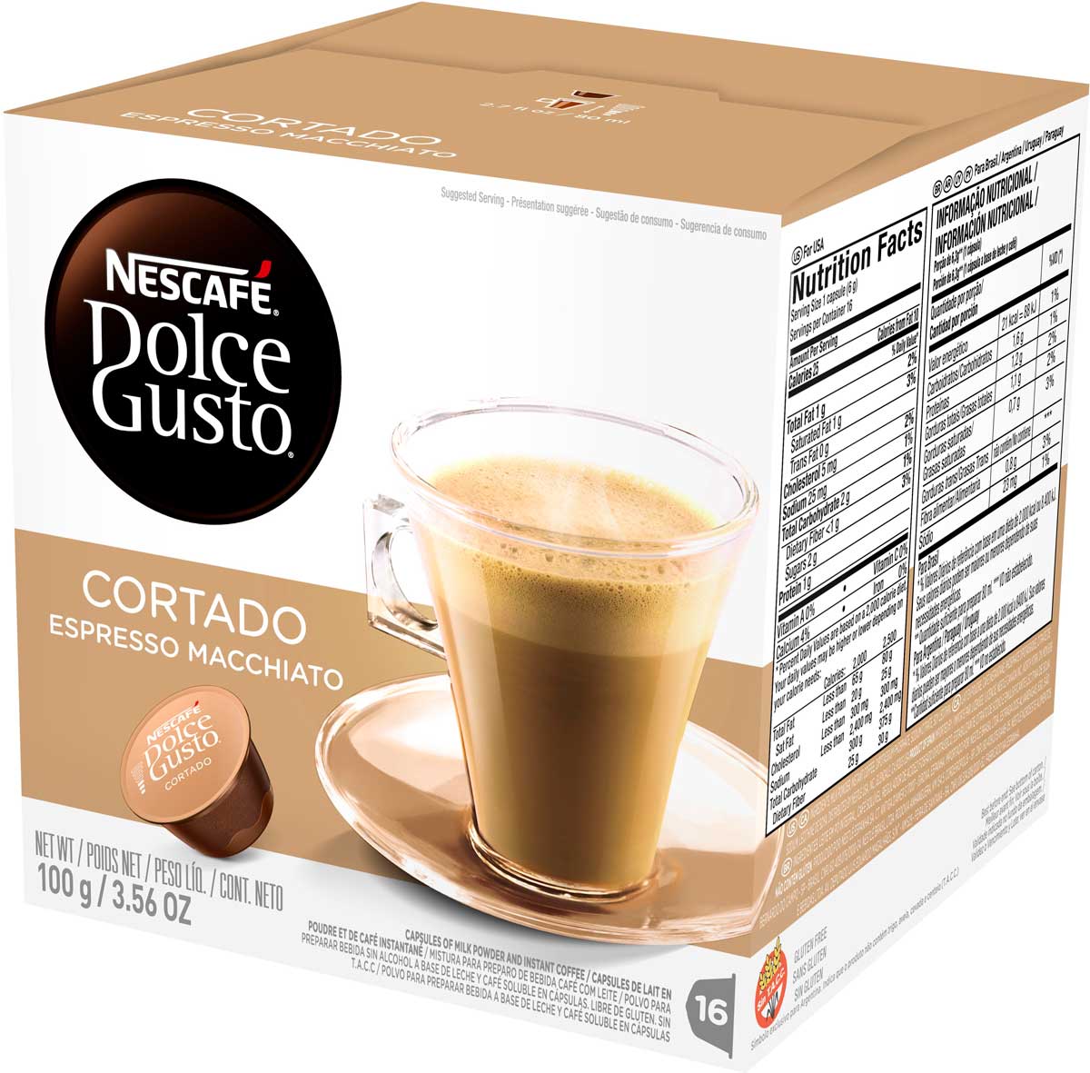 Café Expresso Dolce Gusto Cortado em Cápsulas com 16 unidades