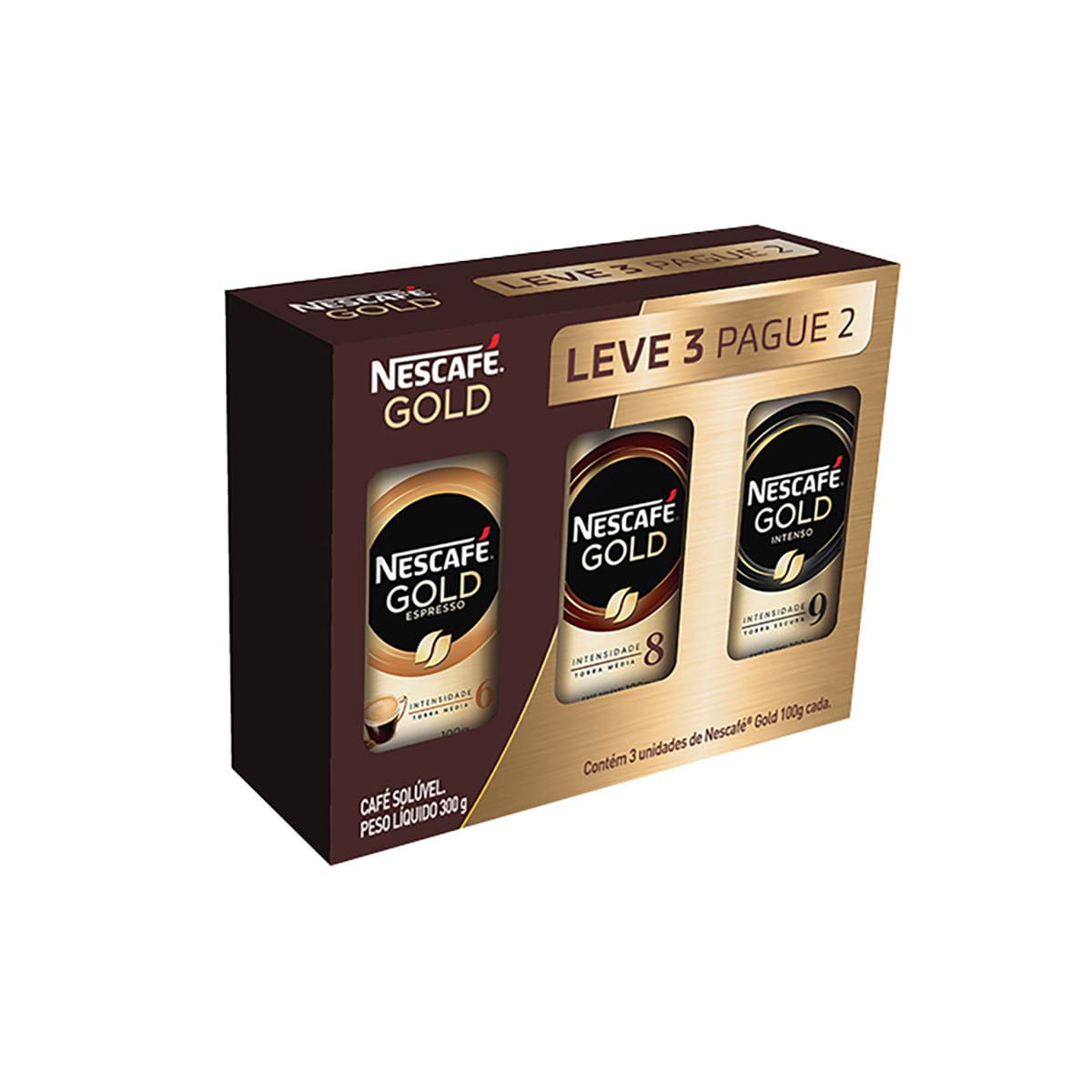 Pack Nescafé Leve 2 Gold Solúvel 100 g e Ganhe 1 Gold Solúvel Vidro 100 g