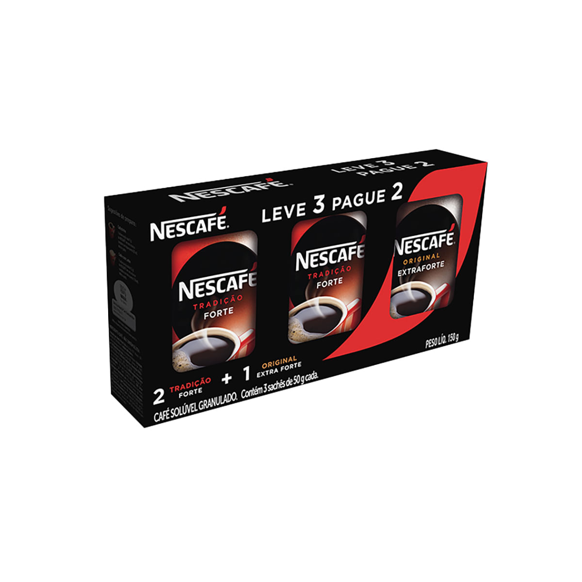 Pack Nescafé Nestlé Leve 2 Tradição 50 g e Ganhe 1 Original Sachê 50 g