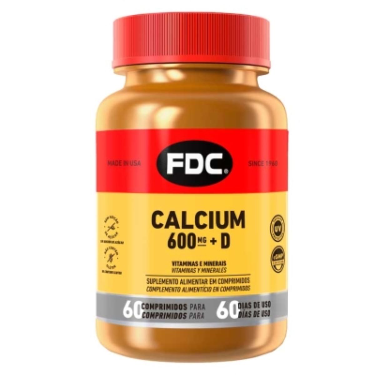 Cálcio 600mg + Vitamina D Calcium FDC Com 60 Comprimidos