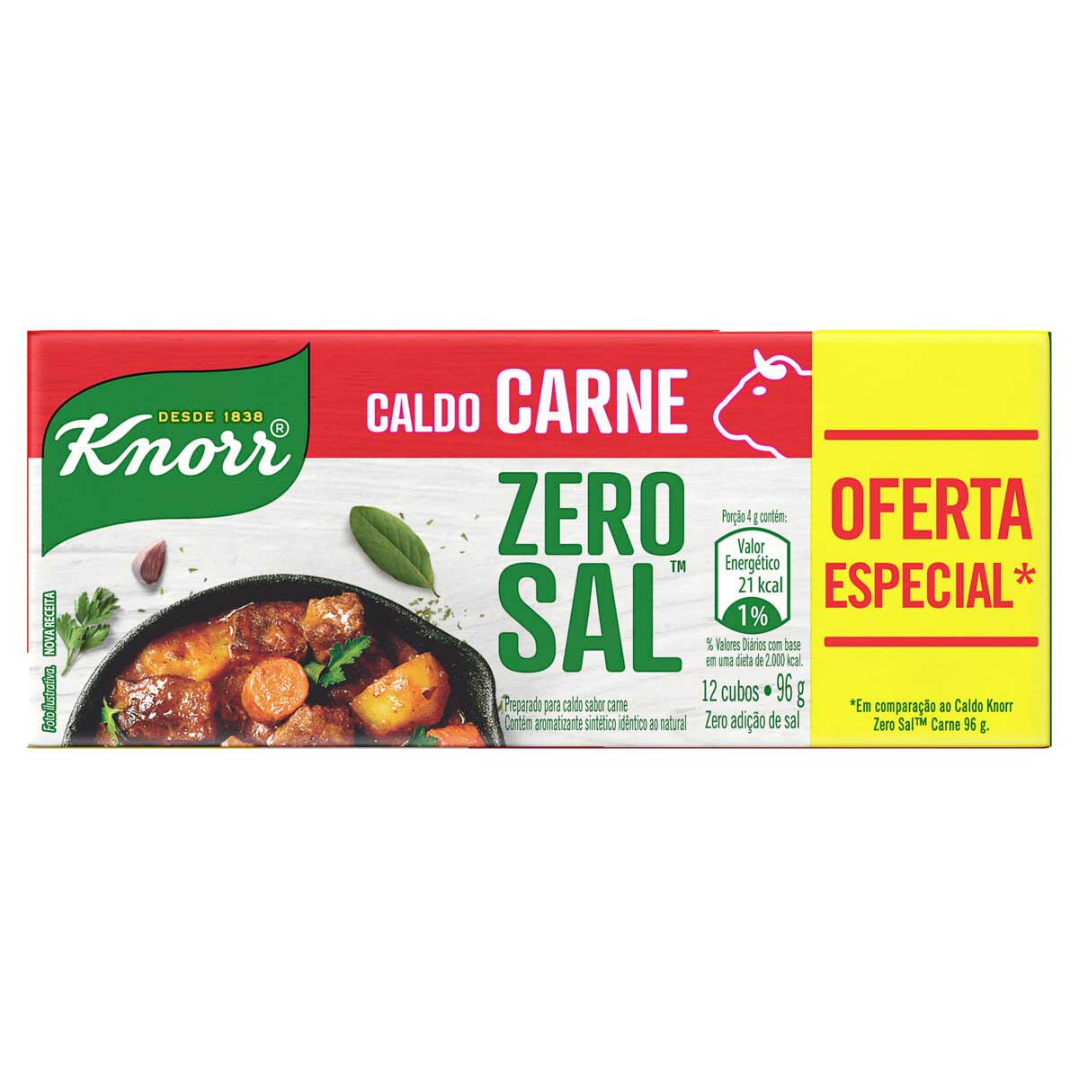 Caldo em Tablete Carne Knorr Zero Sal 96g