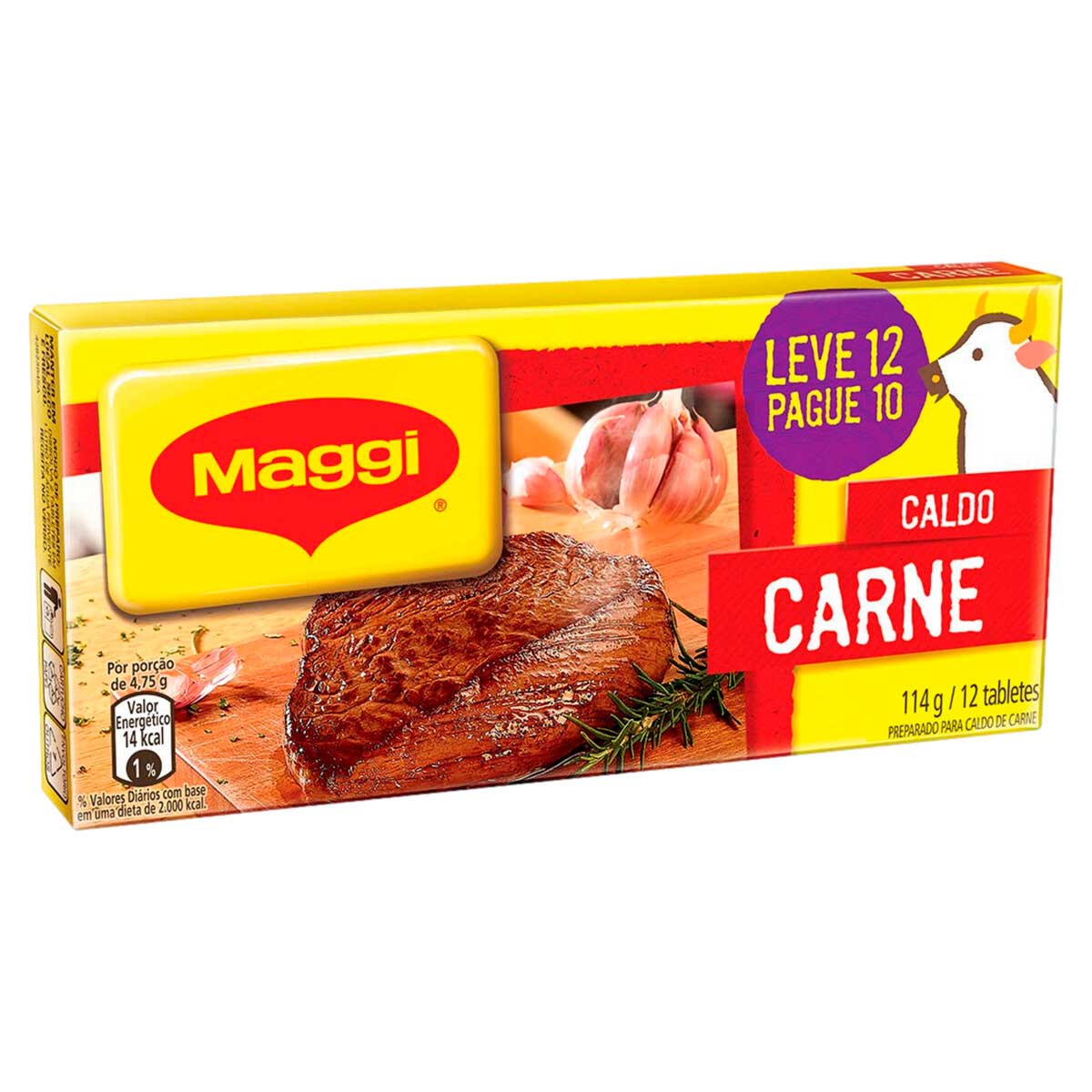 Caldo em Tablete Carne Maggi 114g Leve 12 Pague 10 Unidades