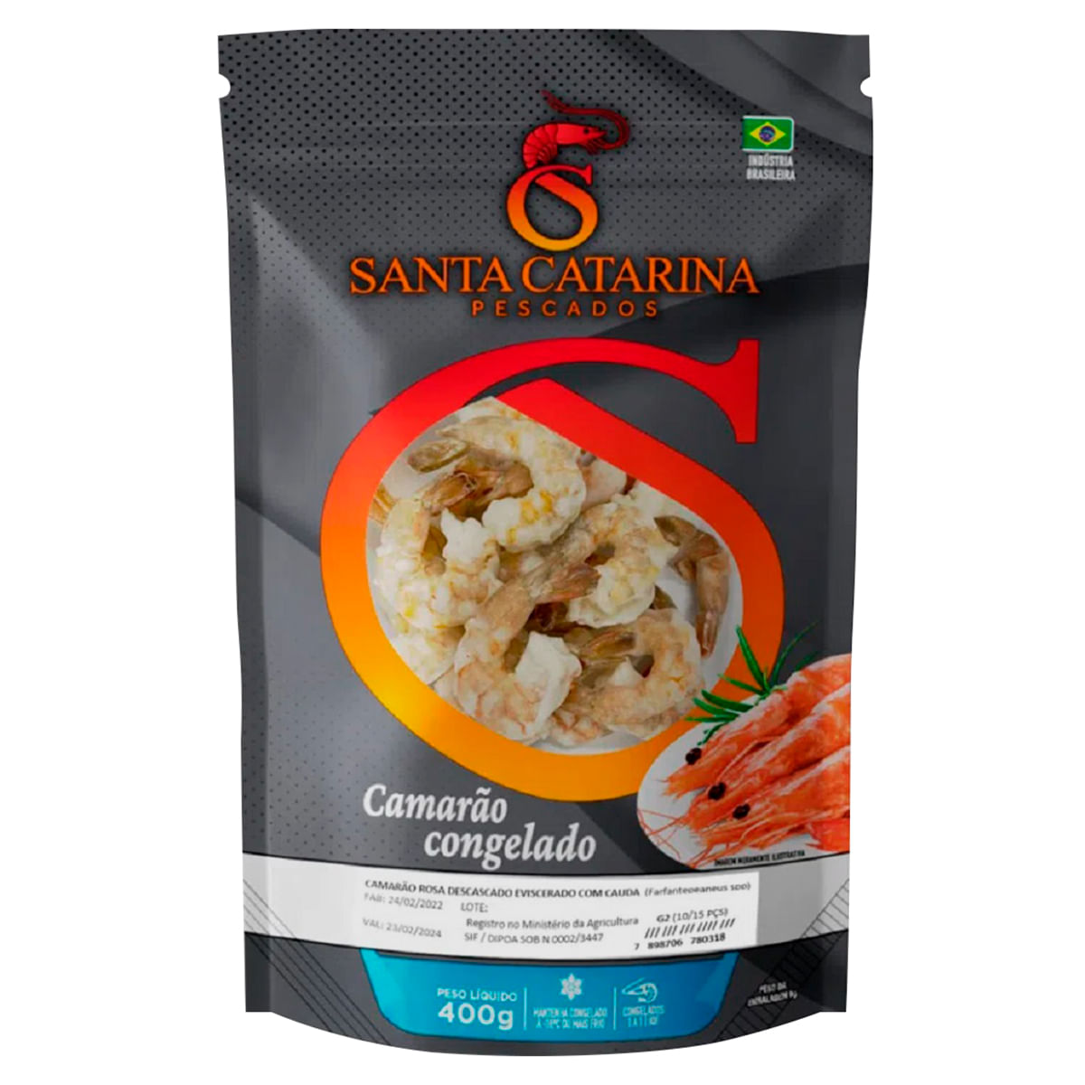 Camarão Rosa Cauda Média Congelado Santa Catarina 400g