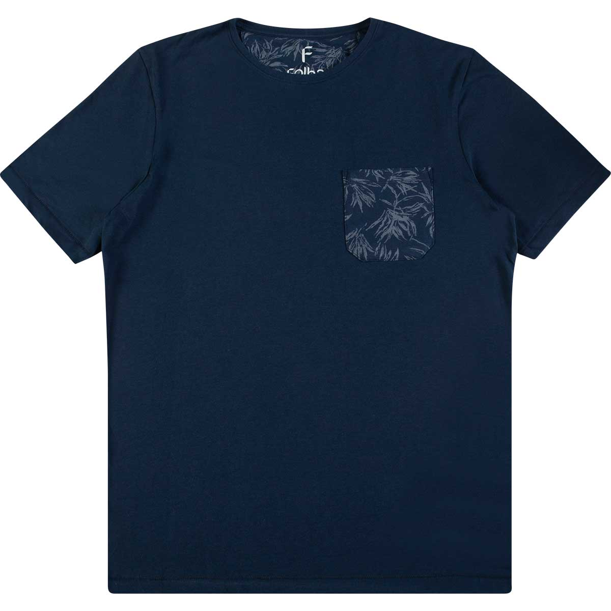 Camiseta Mm Masculina Com Bolso Em Meia Malha Folha By Hering Azul Escuro XG