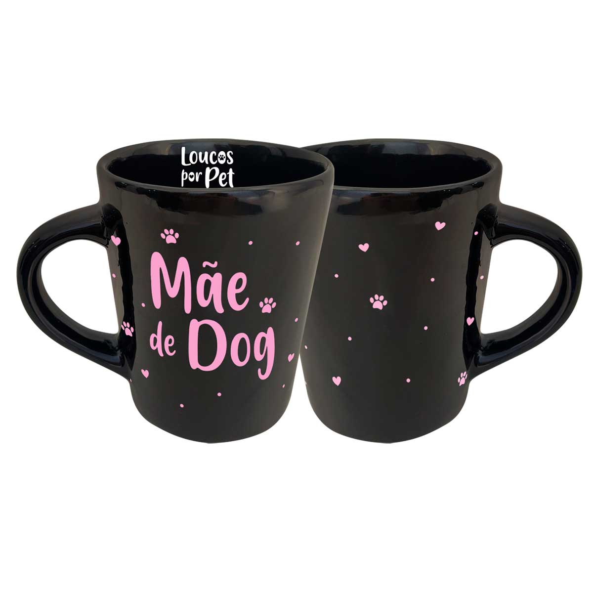 Caneca em Cerâmica Mãe de Dog Preta Fábrica Catarina