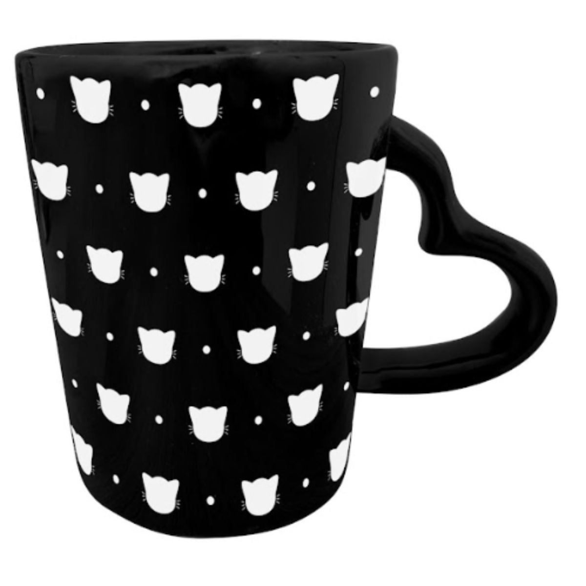 Caneca de Cerâmica Coração Gato Mellie 270 ml Preta