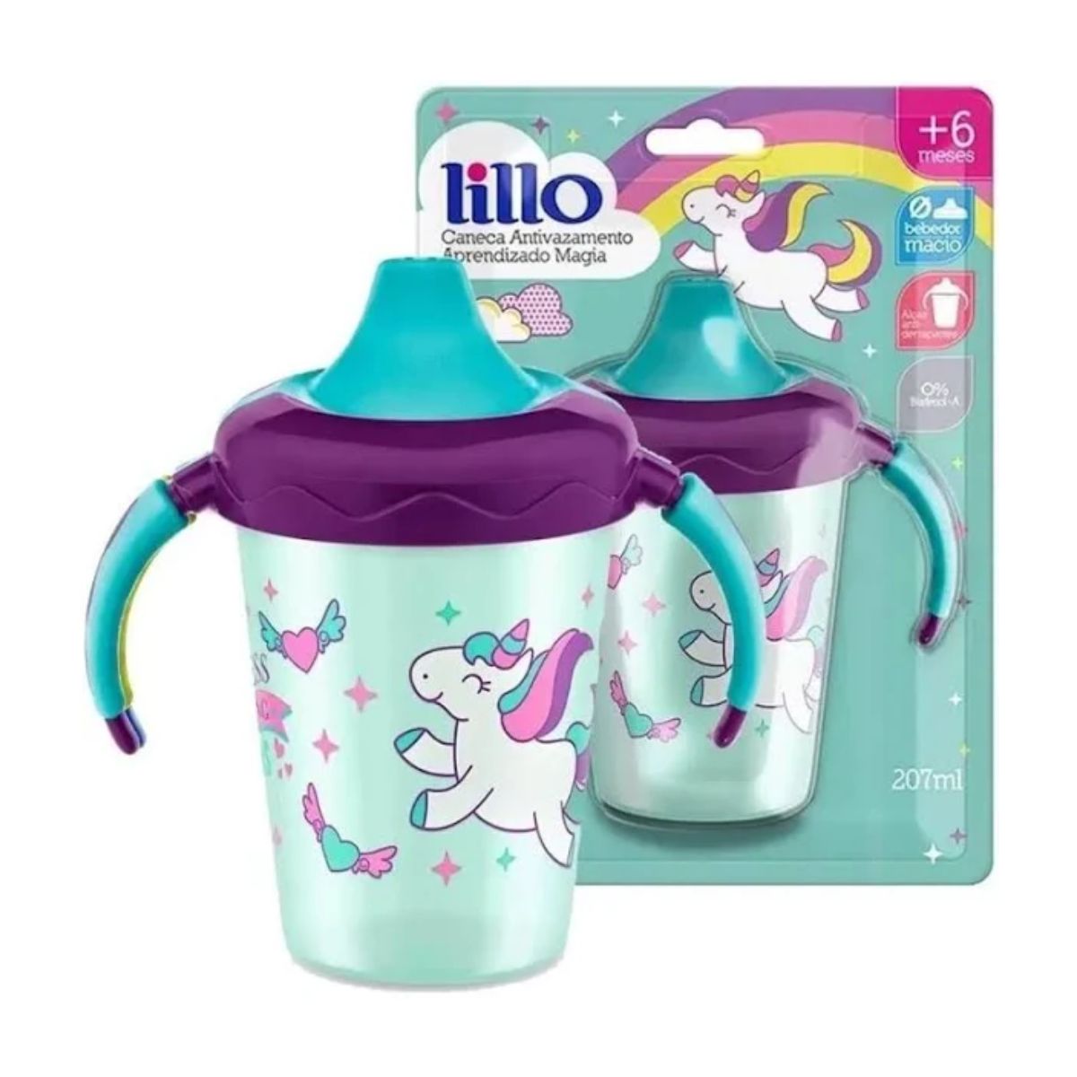 Caneca Antivazamento  Aprend Magia Lillo 207 ml Roxo