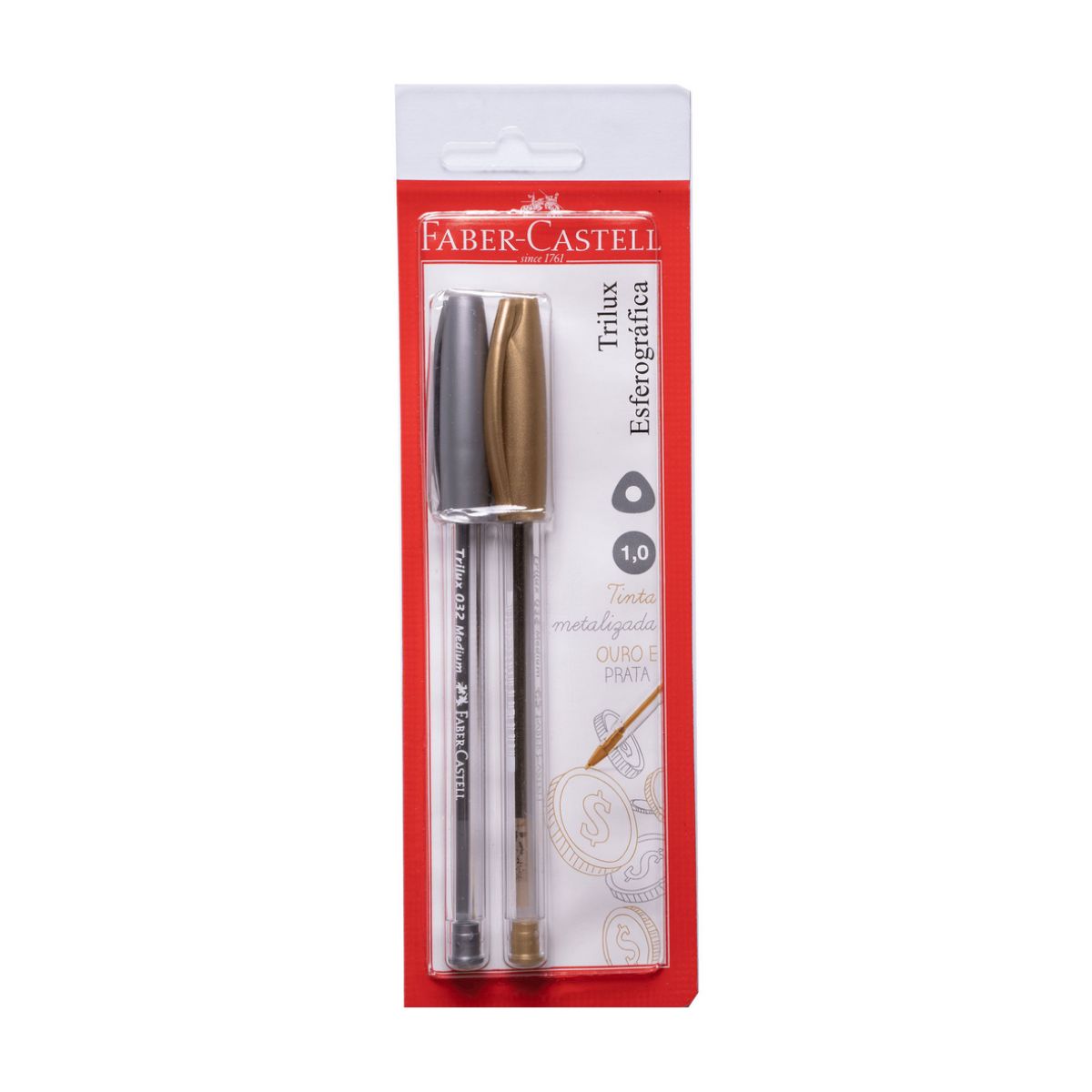 Caneta Trilux Faber-Castell Prata e Ouro 2 unidades